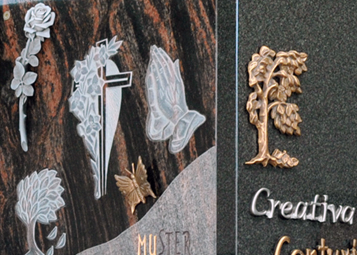 Diverse Ornamente auf Grabsteinen